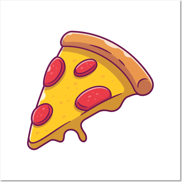 Slice of pizza with melted cheese cartoon Wall Art by Catalyst Labs